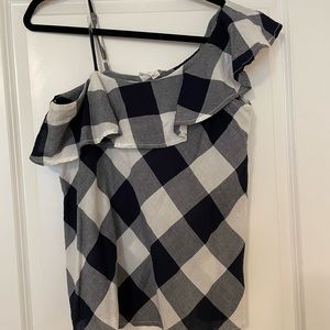 Checkered ruffle tank